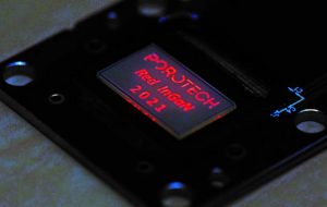 Porotech logo flashed on voltage-driven microdisplay